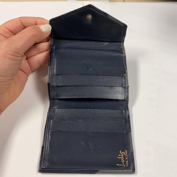 Lodis Black Gray Leather Tri Fold Snap Wallet - Picture 3 of 7